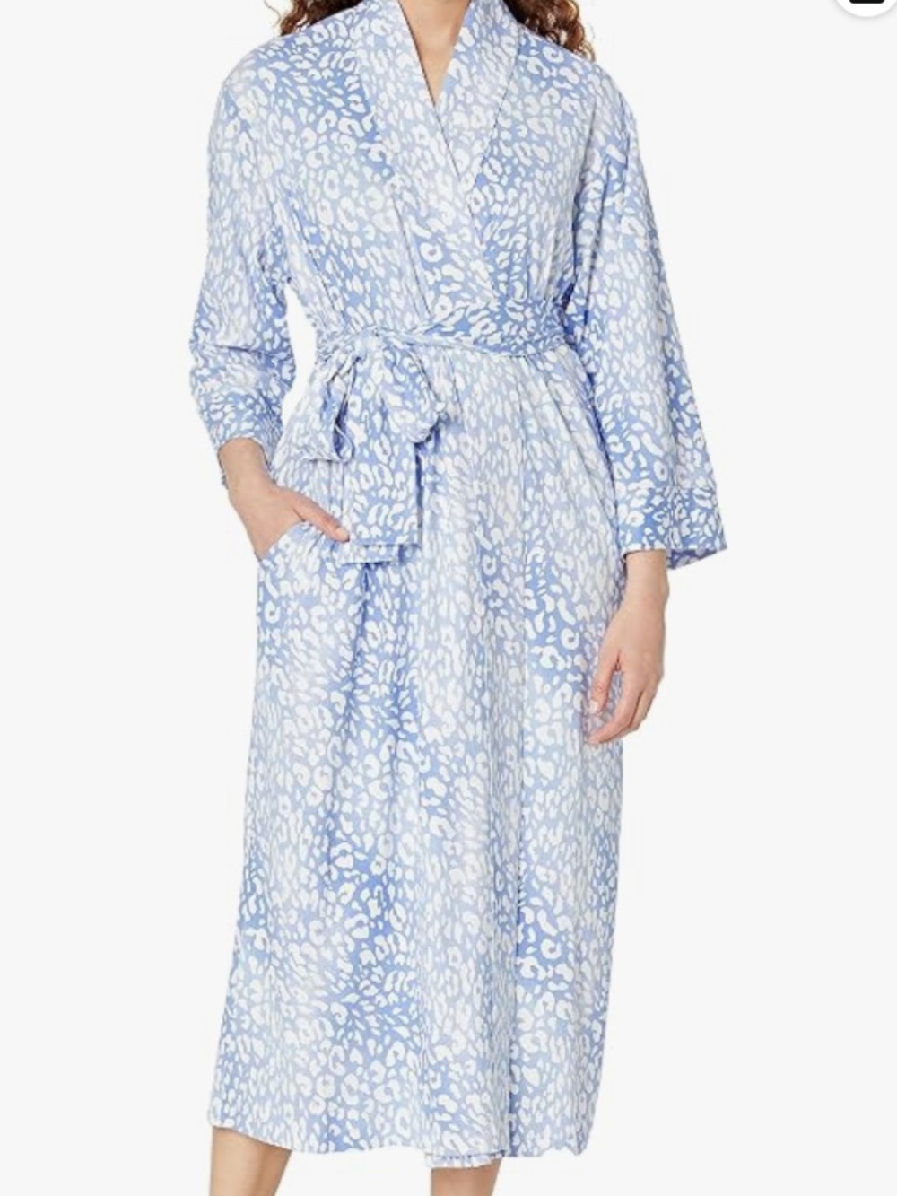 Natori Women’s Congo Robe Blue and White Animal Print L